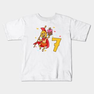 I am 7 with Spartan - kids birthday 7 years old Kids T-Shirt